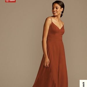 David’s Bridal spaghetti strap bridesmaid dress